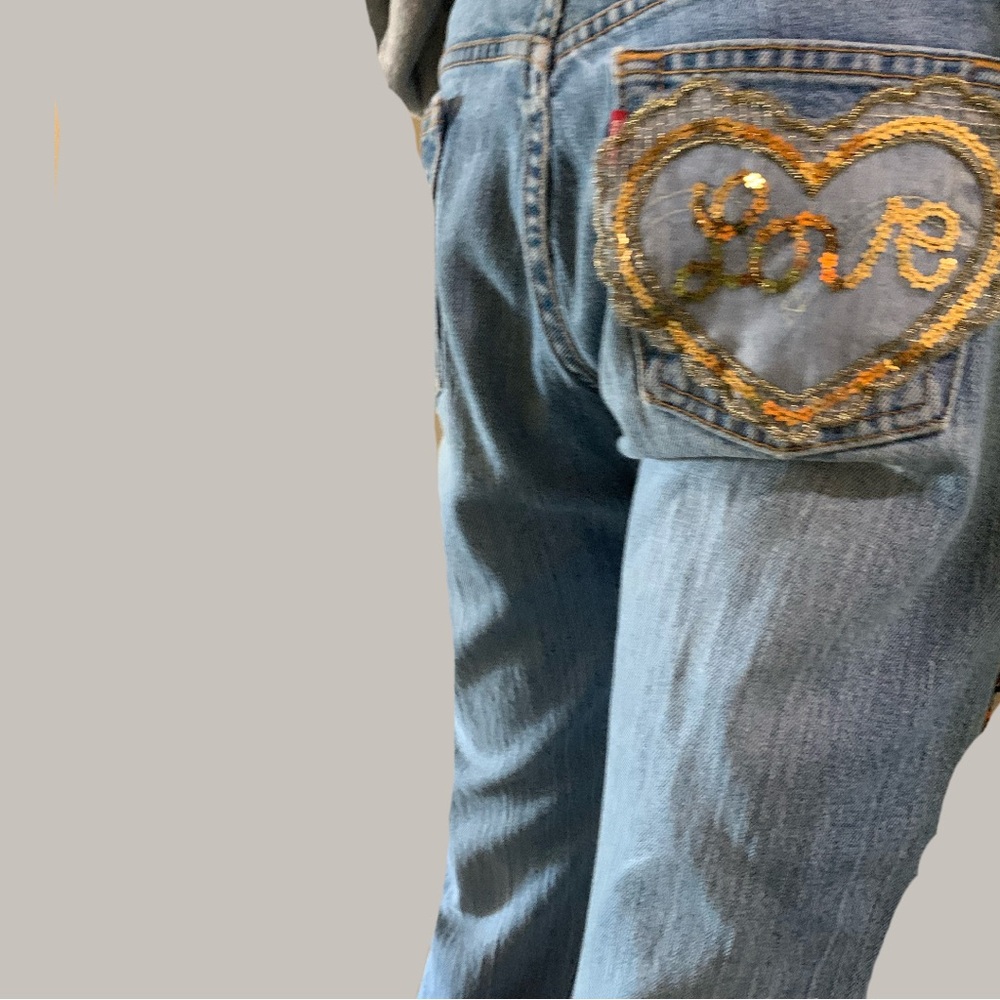 Artistic Patchwork Flare Jeans - Picture 5 of 15